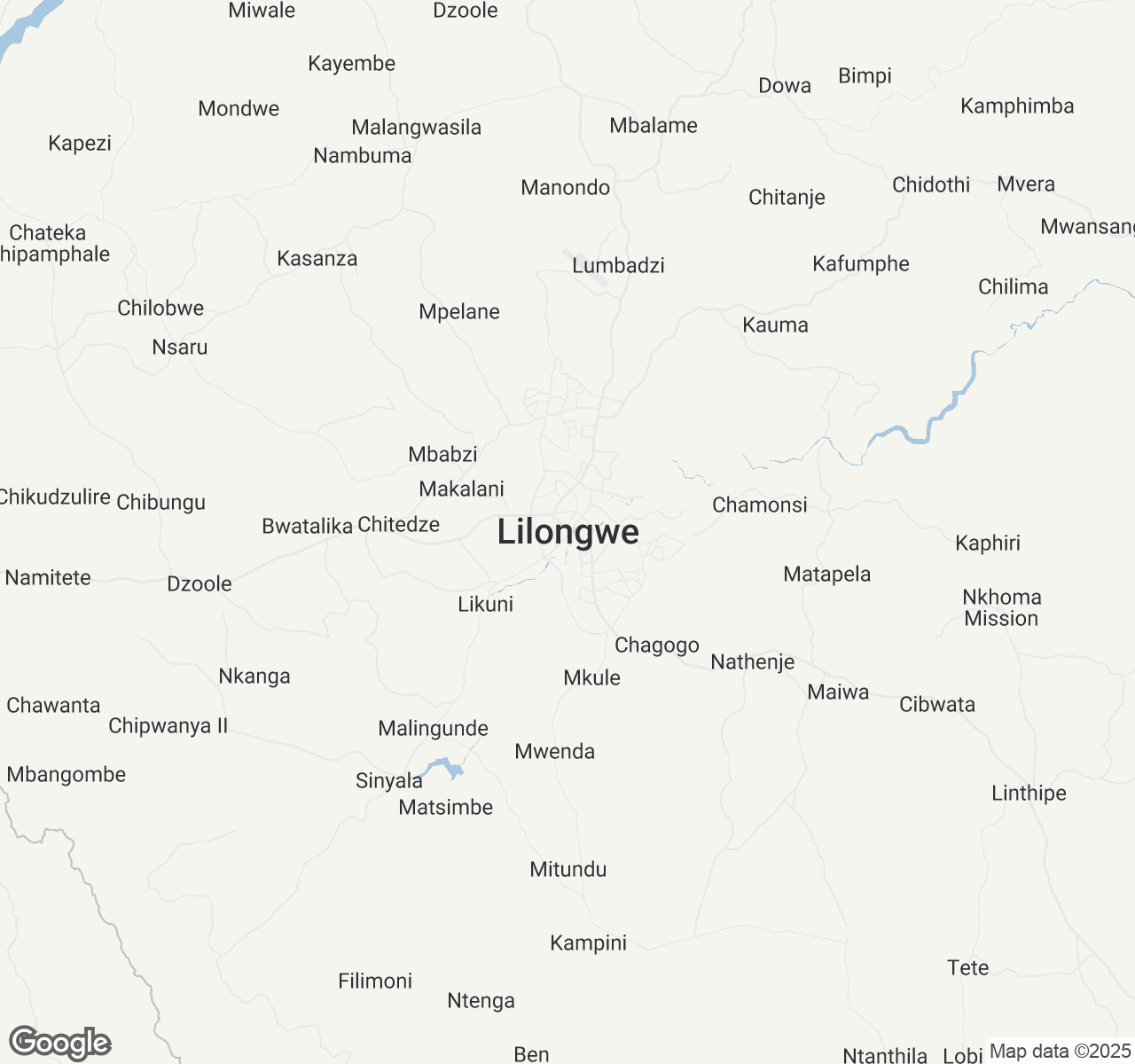 Map of Lilongwe