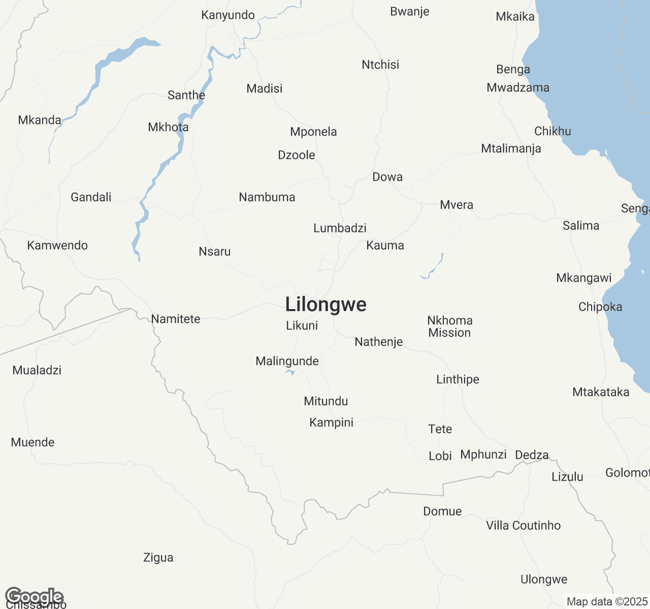 Map of Lilongwe